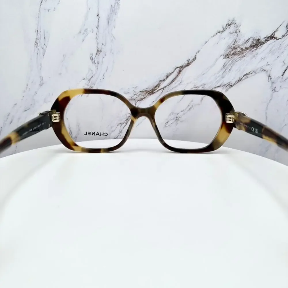 New CHANEL Eyeglasses Brown Gold Chain CC Square Acetate Womens - Picture 13 of 16